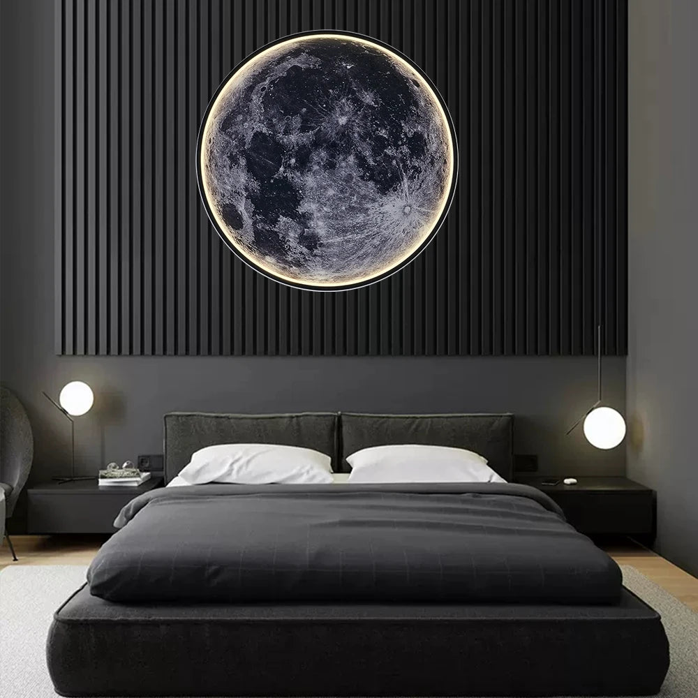 Moon Wall Light 3D Mural in the bedroom