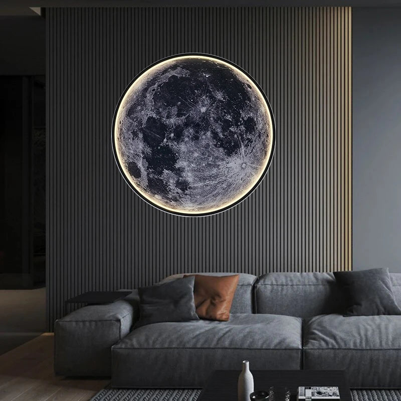 Moon Wall Light 3D Mural in the living room