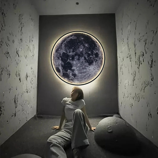 Moon Wall Light 3D Mural girl