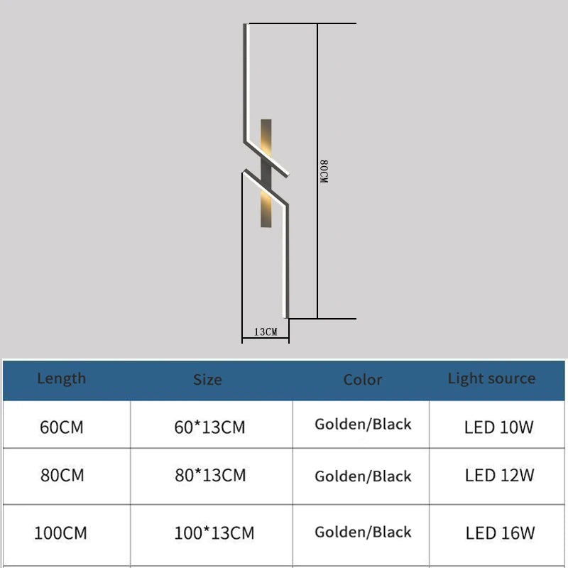 Modern Creative Strip Led Wall sizes