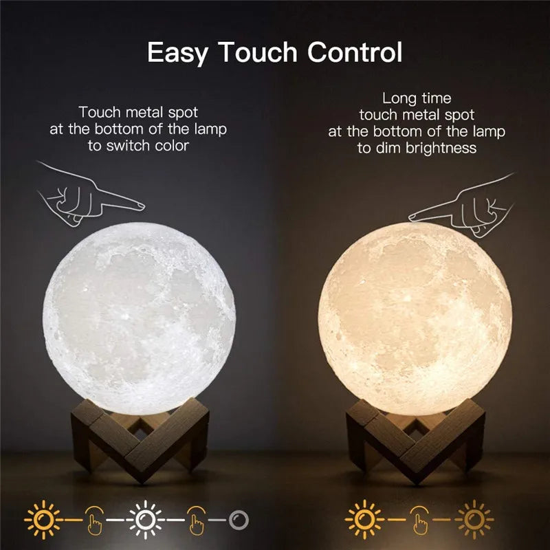 3D LED Print Moon Lamp