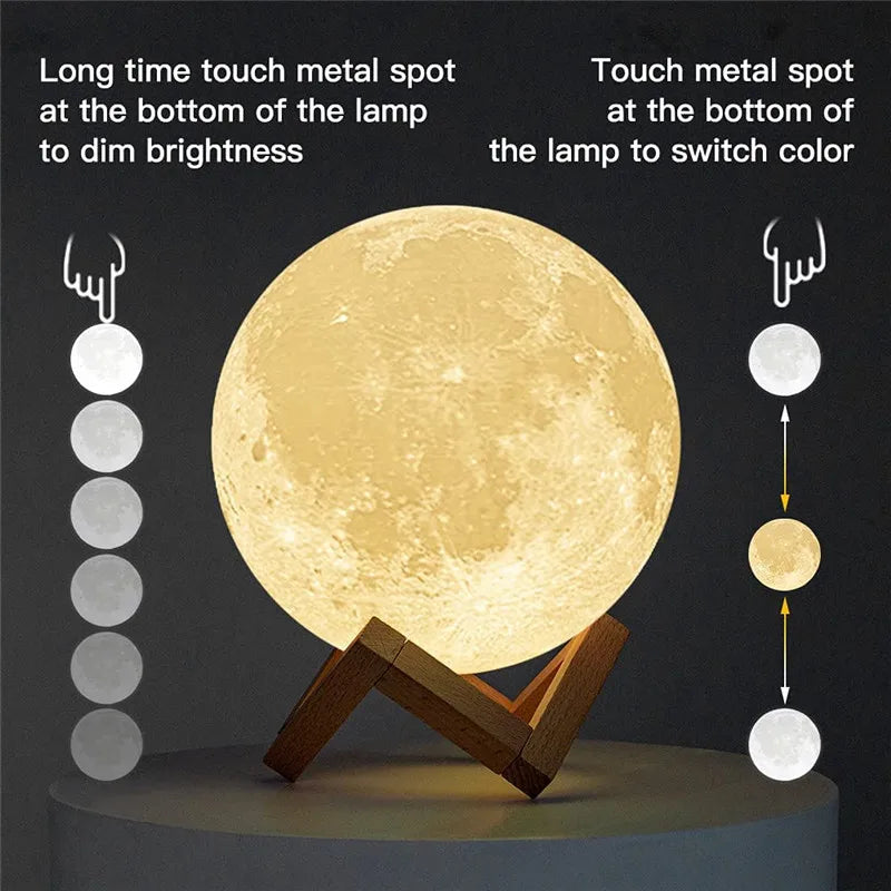 3D LED Print Moon Lamp